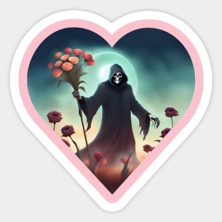 Flowers For You, Love Grim Reaper Sticker